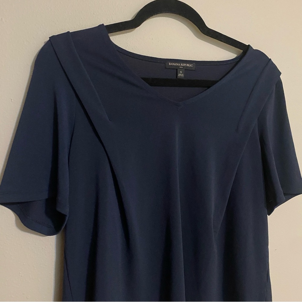 Banana Republic Navy Short Sleeve Work Blouse Shirt